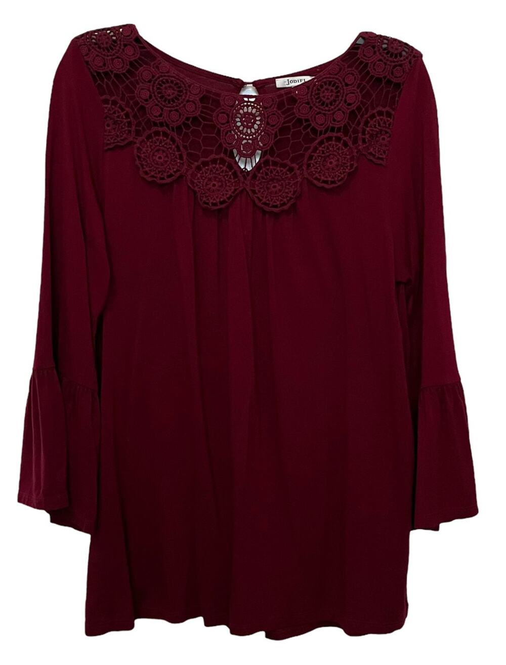 Jodifl Lace Cutout Top Burgundy Small